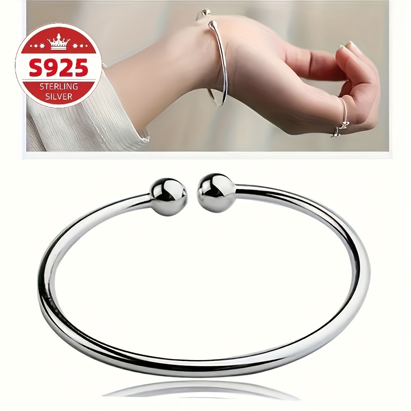 Women's S925 Sterling Silver Open-End Garlic Head Bracelet